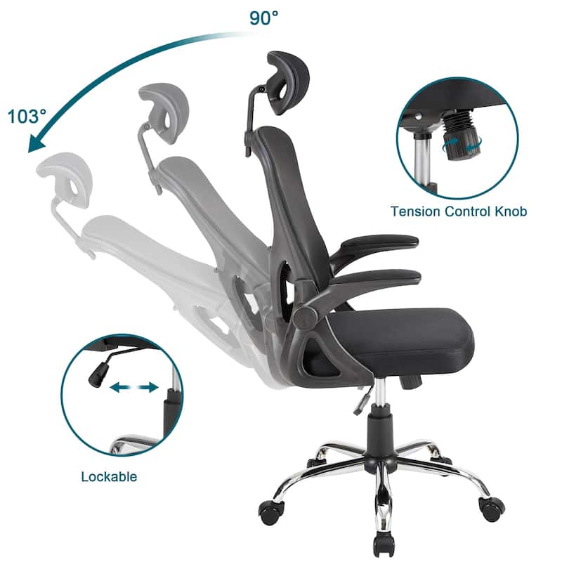 VECELO High Back Ergonomic Office Chair with Adjustable Headrest Armrest Mesh Lumbar Support