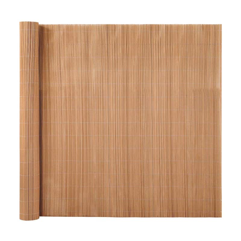 6 ft H x 8 ft W All-Weather Synthetic Bamboo Fence Panel, PVC - Tan