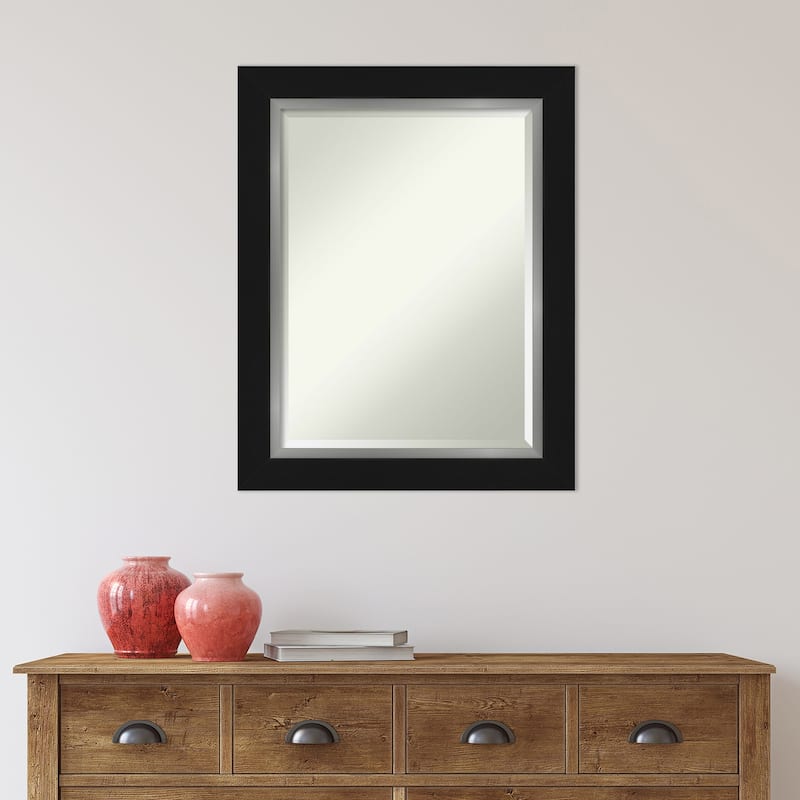 Beveled Wall Mirror - Eva Black Silver Frame