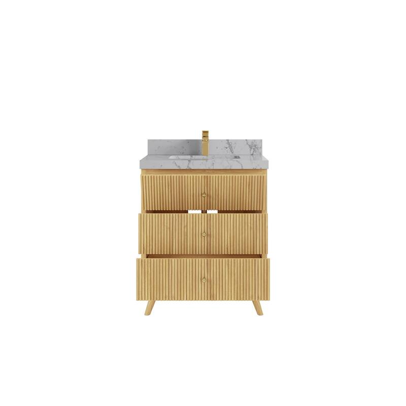 Willow Collections 30 in. W x 22 in. D Pasadena Solid Teak Single Sink Bathroom Vanity with Countertop