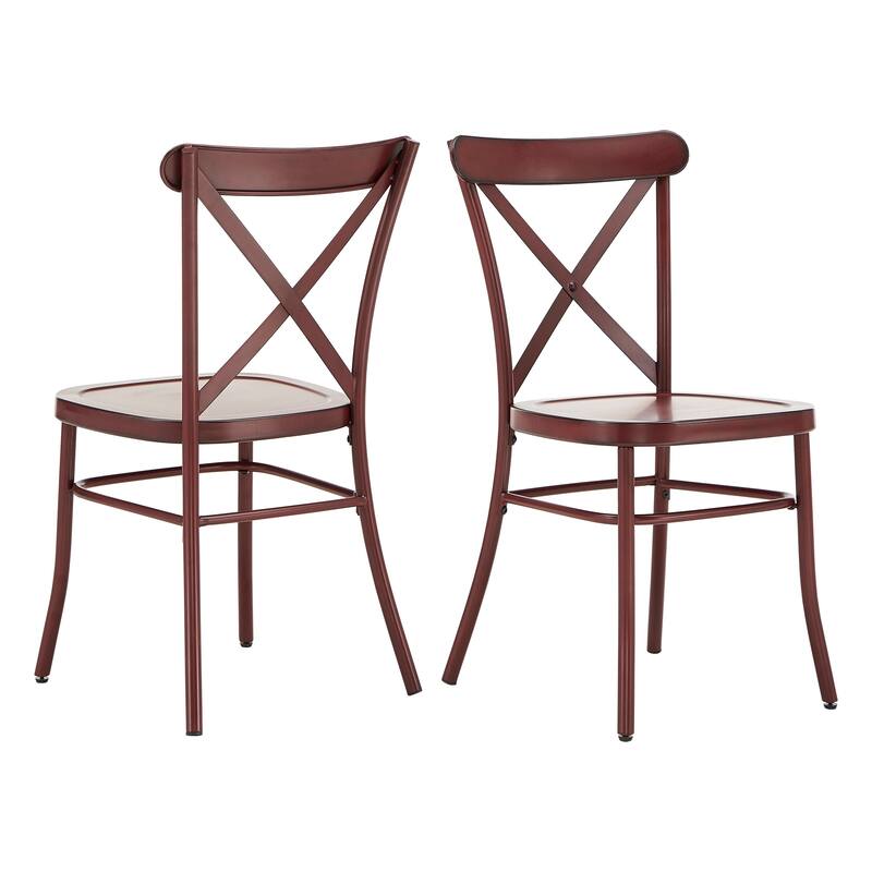 Pompey Metal Dining Chairs (Set of 2) by iNSPIRE Q Classic - Antique Berry Red