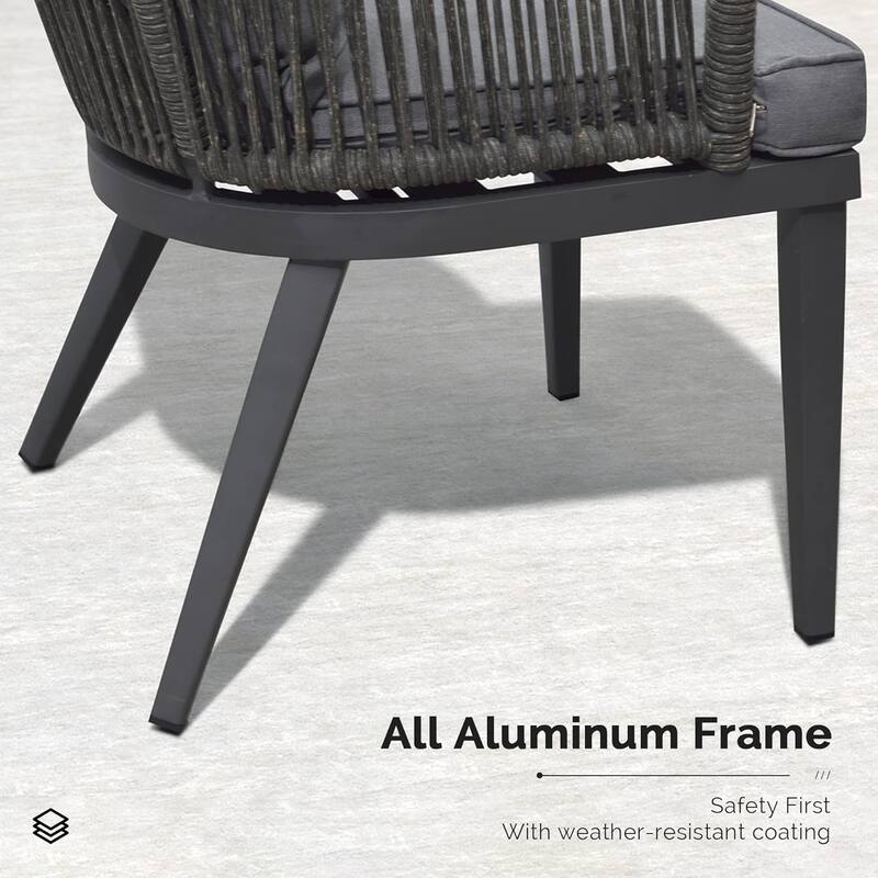 PURPLE LEAF 7-11 Patio Dining Set, Aluminum Frame Table, Wicker Chairs