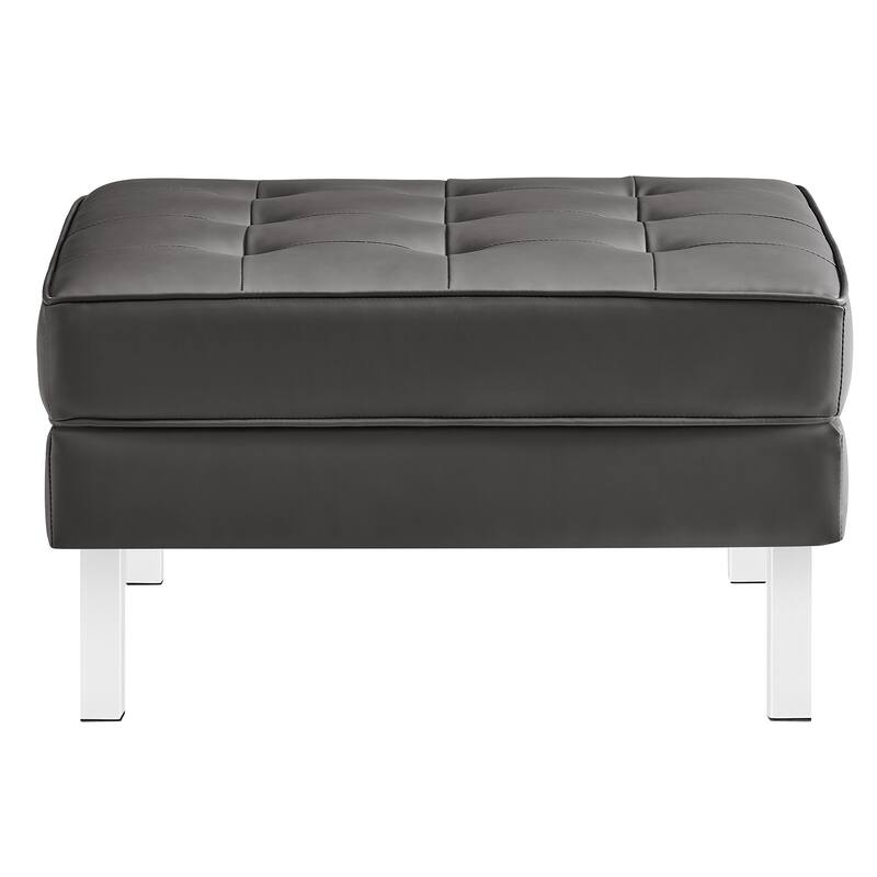 Loft Tufted Vegan Leather Armchair and Ottoman Set