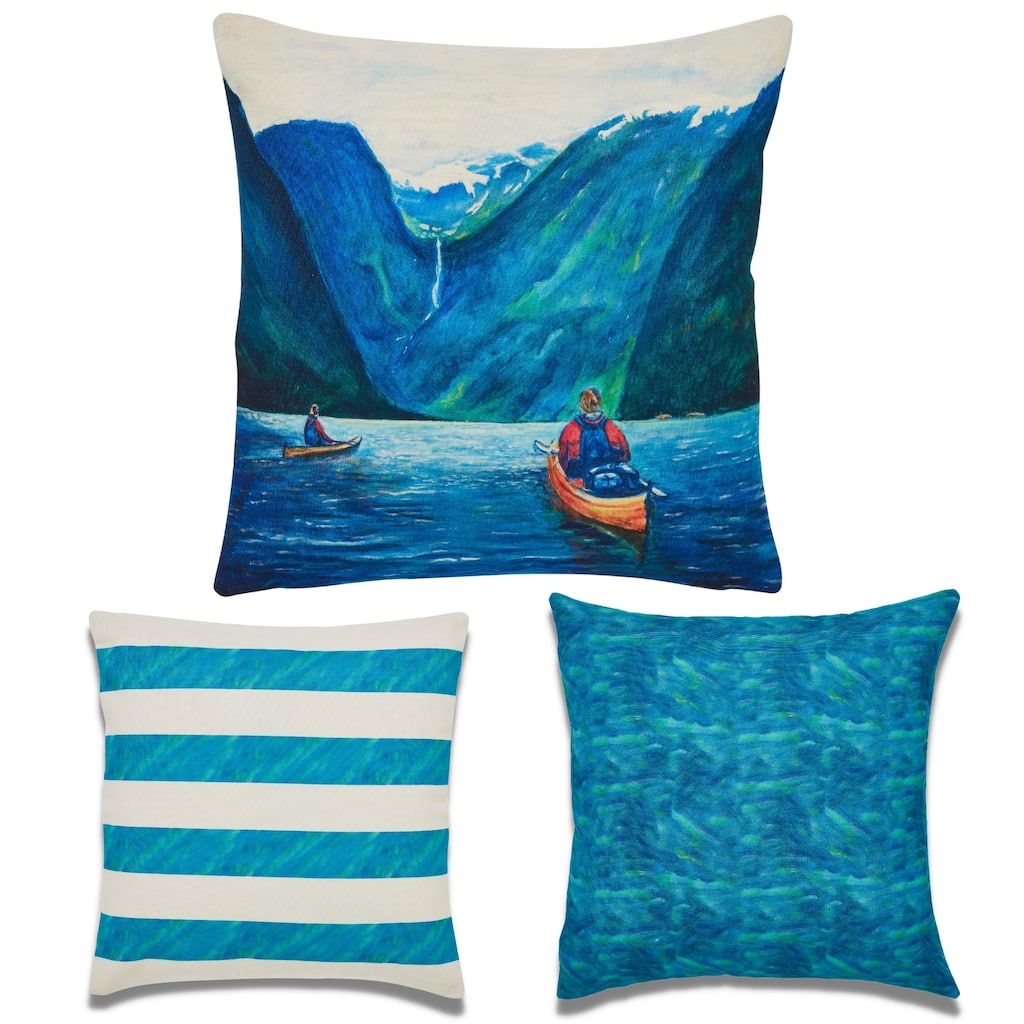 Designer Dreams outdoor Cushion Covers set of 3, Day In the Life