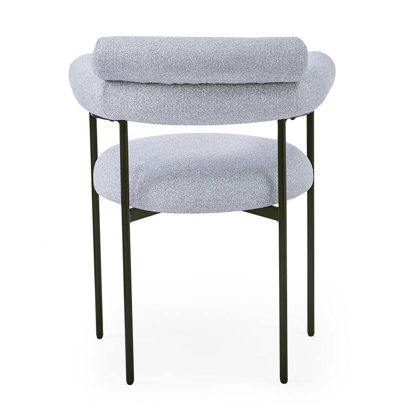Grey Set of 2 Upholstered Armchair Dining Chairs Barrel Chair