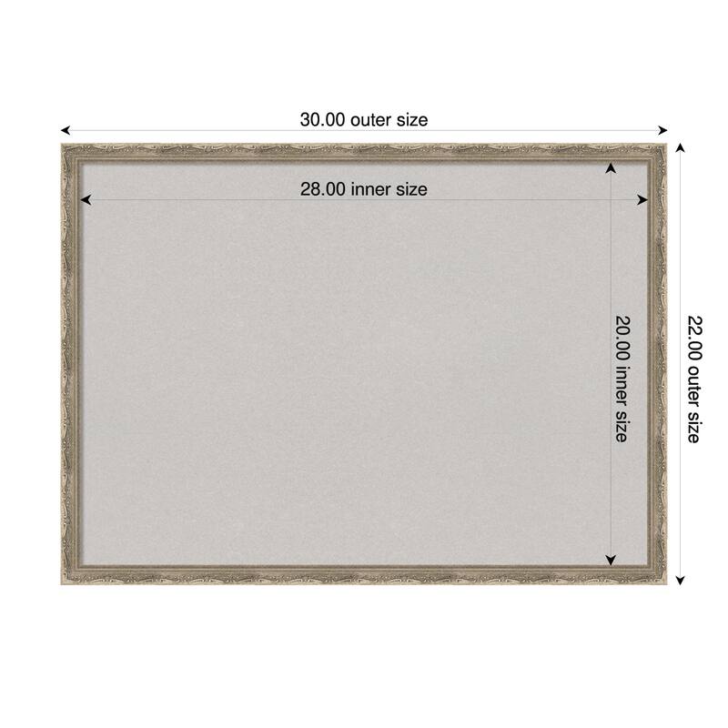 Mila Dark Silver Wood Framed Cork Board - Bulletin Board, Organization Board, Pin Board - Grey - 30 x 22 in