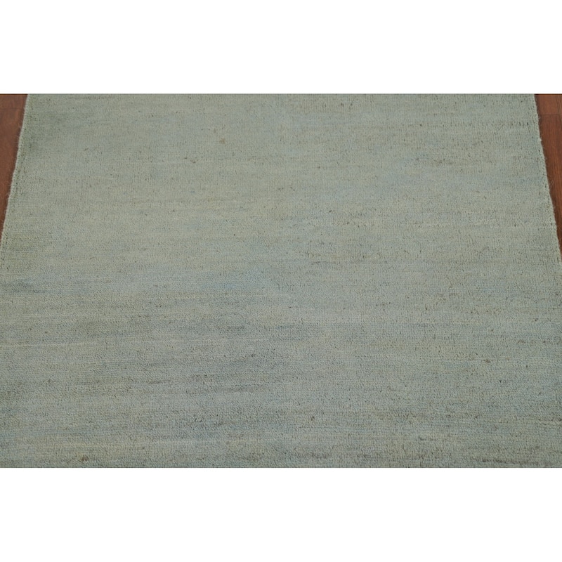 Green Gabbeh Modern Foyer Rug Hand-Knotted Accent Wool Carpet - 2'9"x 4'0"