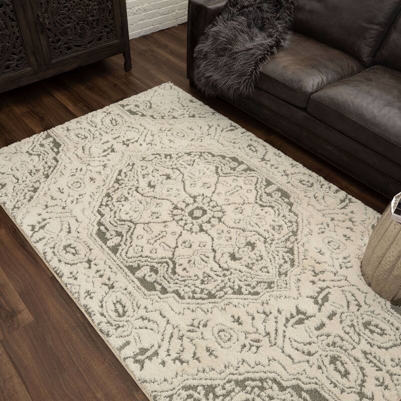 Mohawk Home Francesca Highlow Textured Boho Medallion Area Rug On