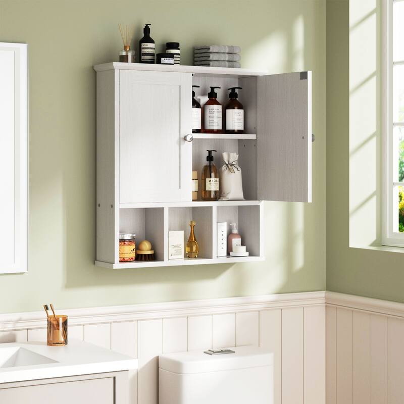 Wall-Mounted Bathroom Cabinet with Open Storage