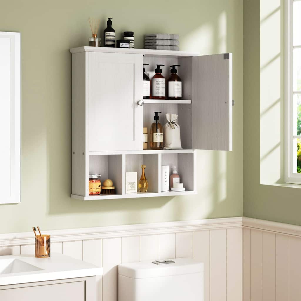 Wall-Mounted Bathroom Cabinet with Open Storage