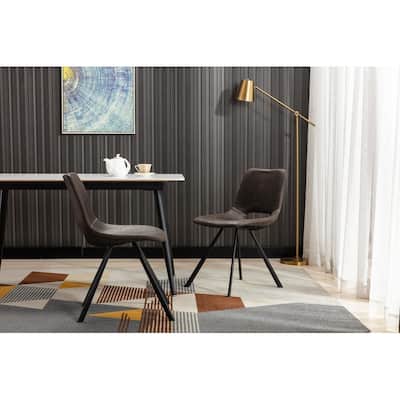 Modern Faux Leather Dining Chairs with Metal Frame (Set of 2) - 20'' H x 14.5'' W x 20'' D