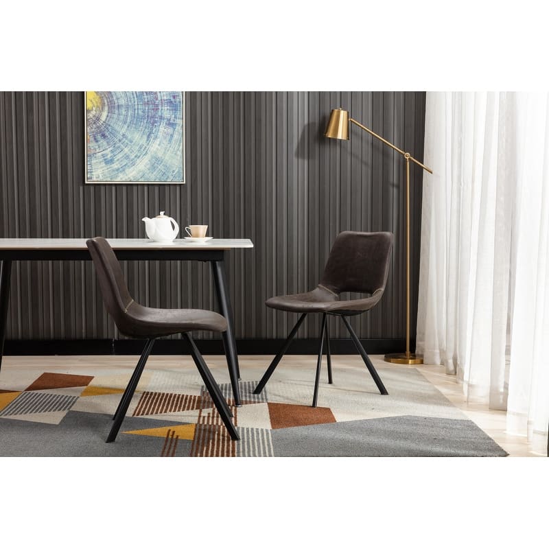 Modern Faux Leather Dining Chairs with Metal Frame (Set of 2) - 20'' H x 14.5'' W x 20'' D