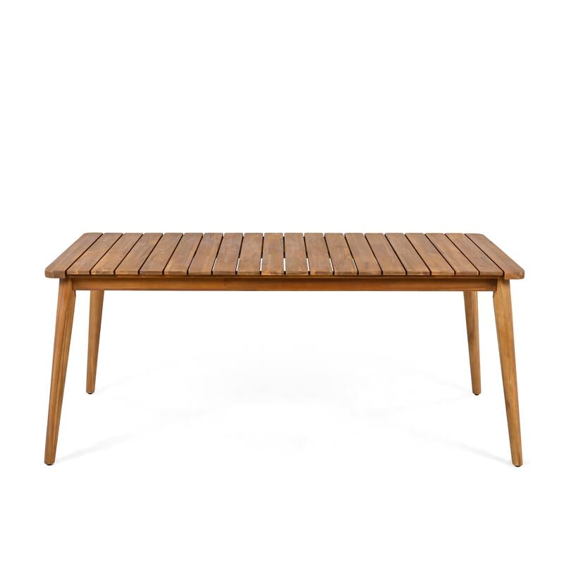 Christopher Knight Home - Lucas Acacia Wood Outdoor Dining Table with Modern Farmhouse Style - Teak Finish