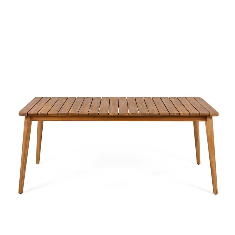 Wood Dining Table 8-Person Outdoor Table, Farmhouse Furniture for Patio, Garden, Backyard, Teak 180 LBS Weight Capacity 72"L
