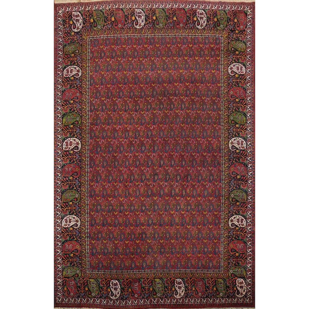 Hand Knotted Oriental 100% Wool Carpet Traditional Geometric Red Bakhtiari Area Rug - 12' 8'' X 9' 0''
