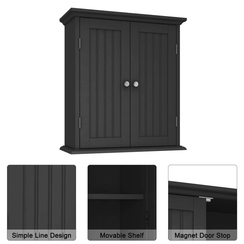 Bathroom Wall Cabinet, Over The Toilet Space Saver Storage Cabinet - 8.8"D x 21.1"W x 24"H