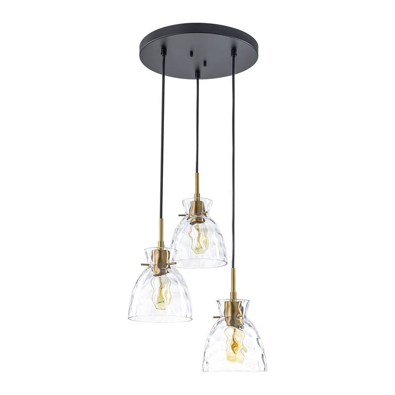 1/3/5-Light Modern Black & Gold Textured Glass Pendant Light - Adjustable Hanging Ceiling Fixture for Dining Room