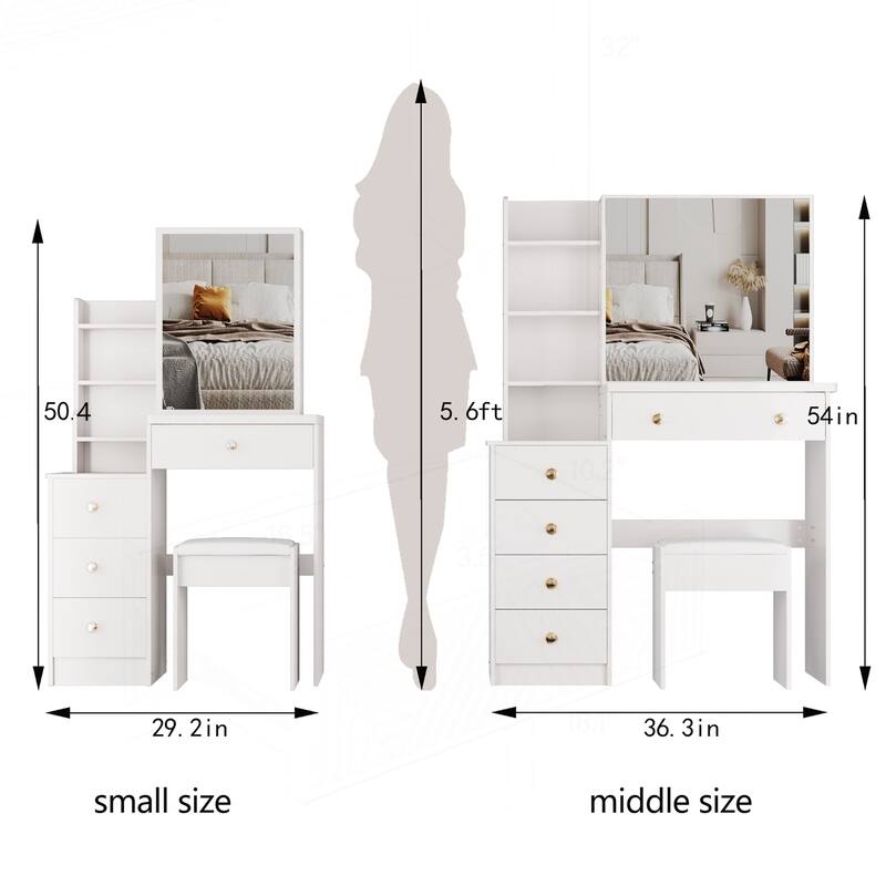 Versatile Middle Size Bedside Cabinet with Extra Large Sliding Mirror and High Capacity Storage