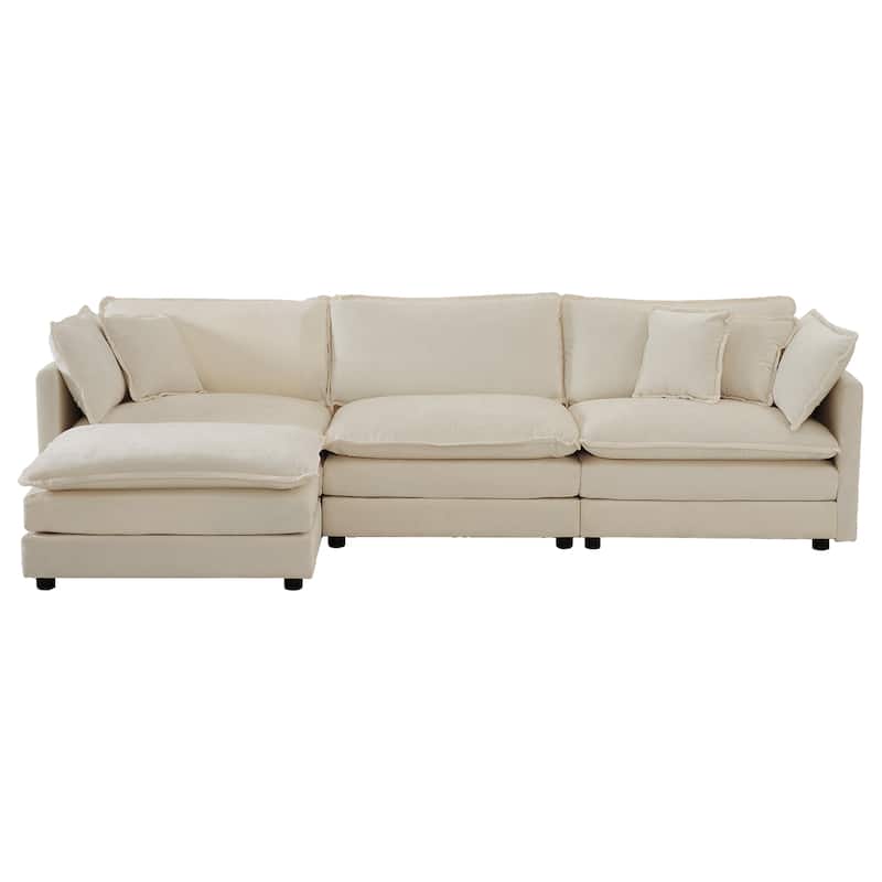 Free Combination Modular L-Shaped Sectional Sofa with Reversible Ottoman