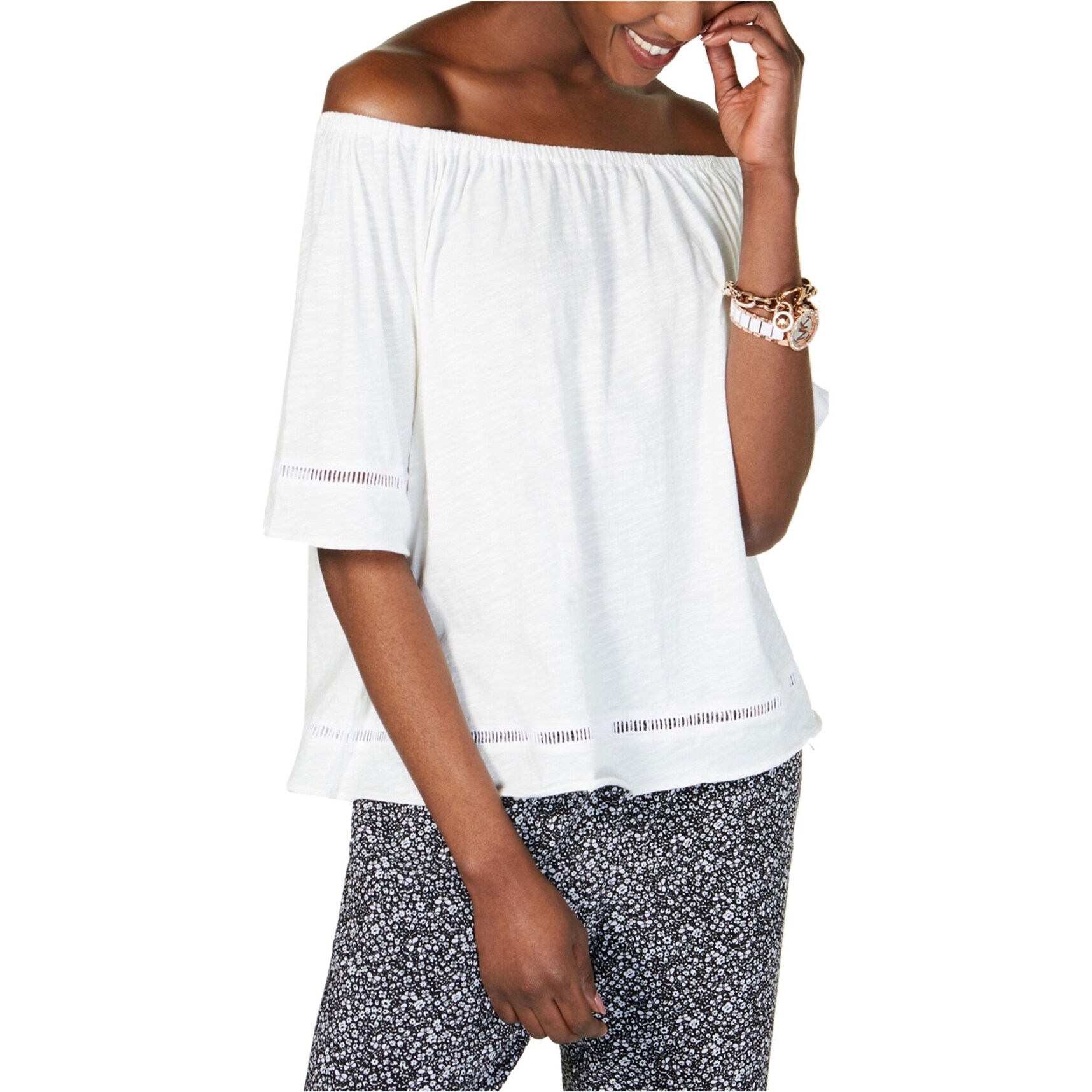 michael kors white off the shoulder top