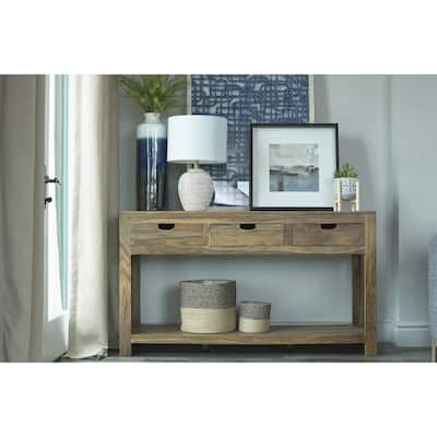Tucker Natural 3-drawer Console Table with Lower Shelf