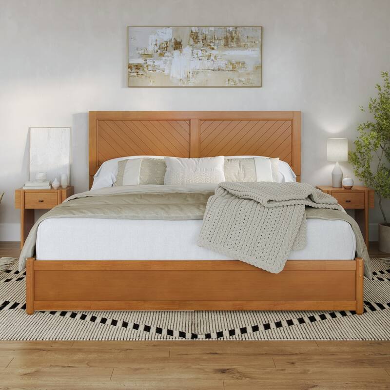 Clayton Platform Bed with Panel Footboard and Twin XL Trundle