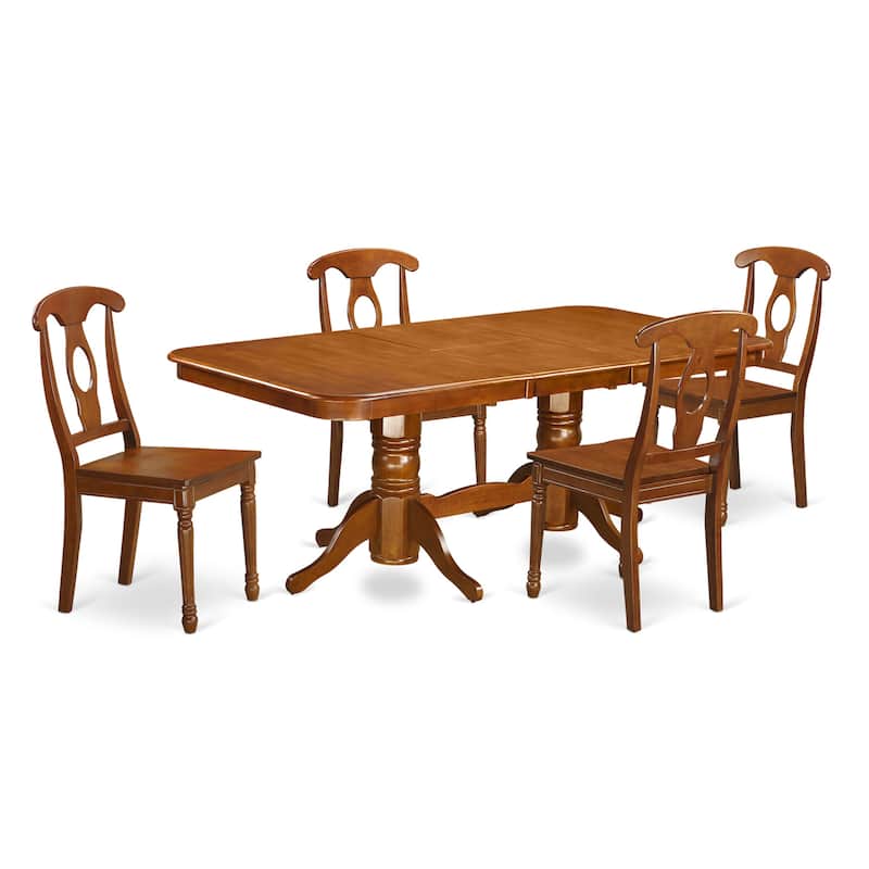 East West Furniture 5 Piece Dining Room Furniture Set- a Kitchen Table and 4 Dining Chairs, Saddle Brown (Seat Options)