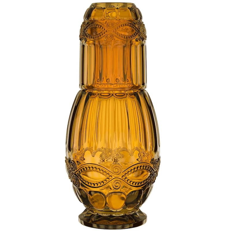 2 Pc Night Carafe Set 33.8 OZ. - Amber