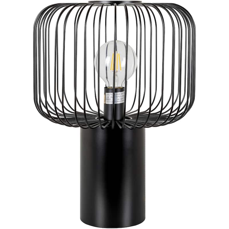 Arnushka Mid-Century Modern Industrial Table Lamp - 12"H x 12"W x 16"D - Black