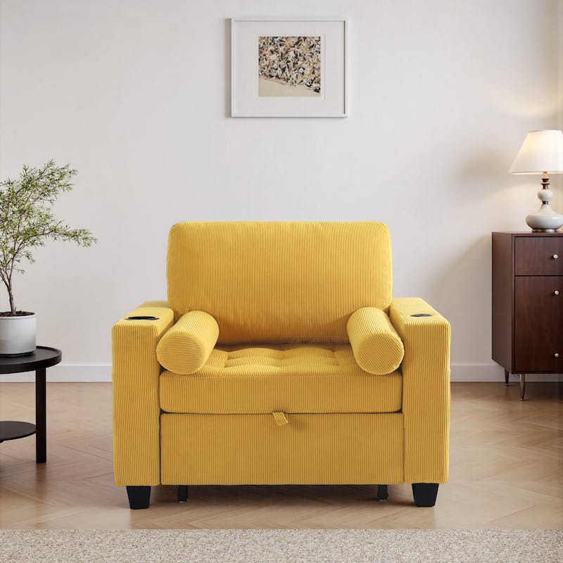 Corduroy Convertible Chair 3 in 1 Sleeper Sofa Chair Bed