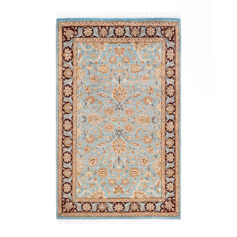 Overton Handknotted Wool Traditional Oriental Light Blue Area Rug - 3' x 5' - Light Blue - 3' x 5'