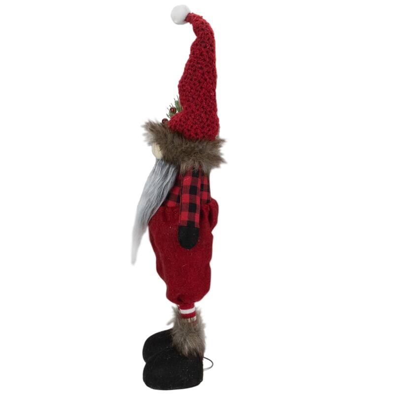 Standing Buffalo Plaid Gnome with Berry Pine Christmas Figure - 17"