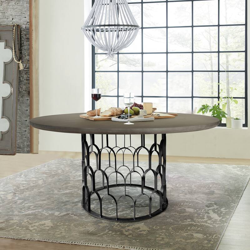 Gatsby 55 inch Art Deco Round Dining Table with Pedestal Base