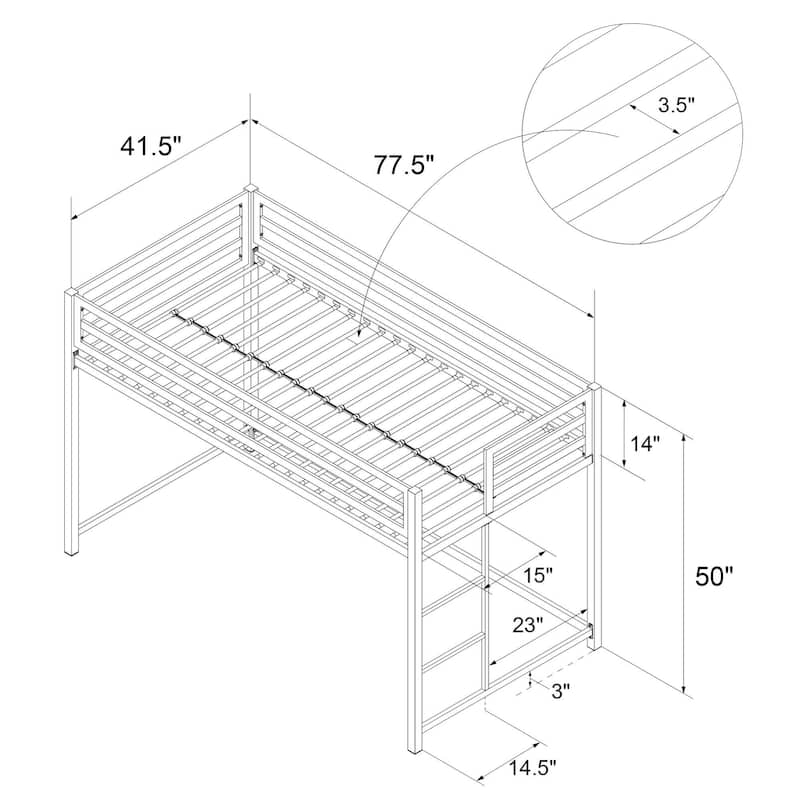 Avenue Greene Macie Twin Metal Junior Loft Bed