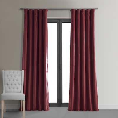 Exclusive Fabrics Signature Burgundy Velvet Blackout Curtain (1 Panel) - Luxurious Blackout Drapery for Elegant Décor