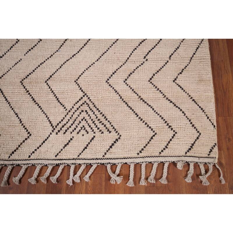 Earth Tone Moroccan Modern Area Rug Handmade Wool Carpet - 7'10"x 10'6"
