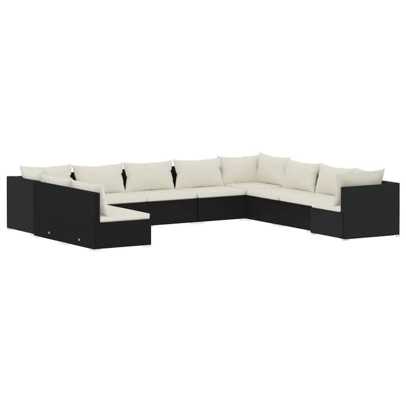 vidaXL Patio Lounge Set Outdoor Sectional Sofa Set Table Garden Poly Rattan - 27.6" x 27.6" x 23.8"