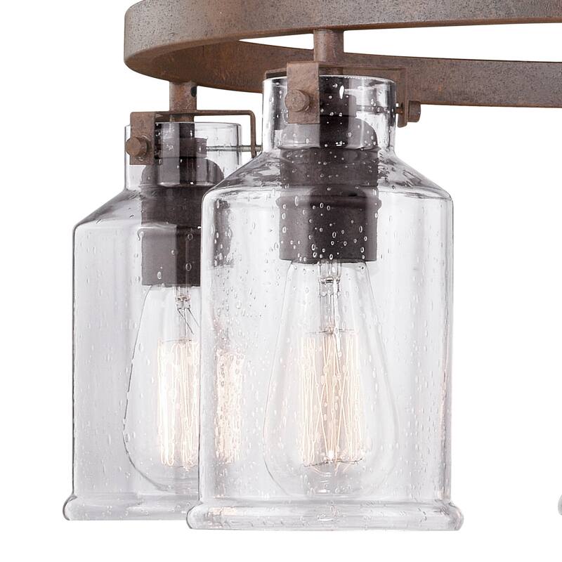 5 Light Chandelier Bronze Wheel Farmhouse Kitchen Island Lighting - 9.84