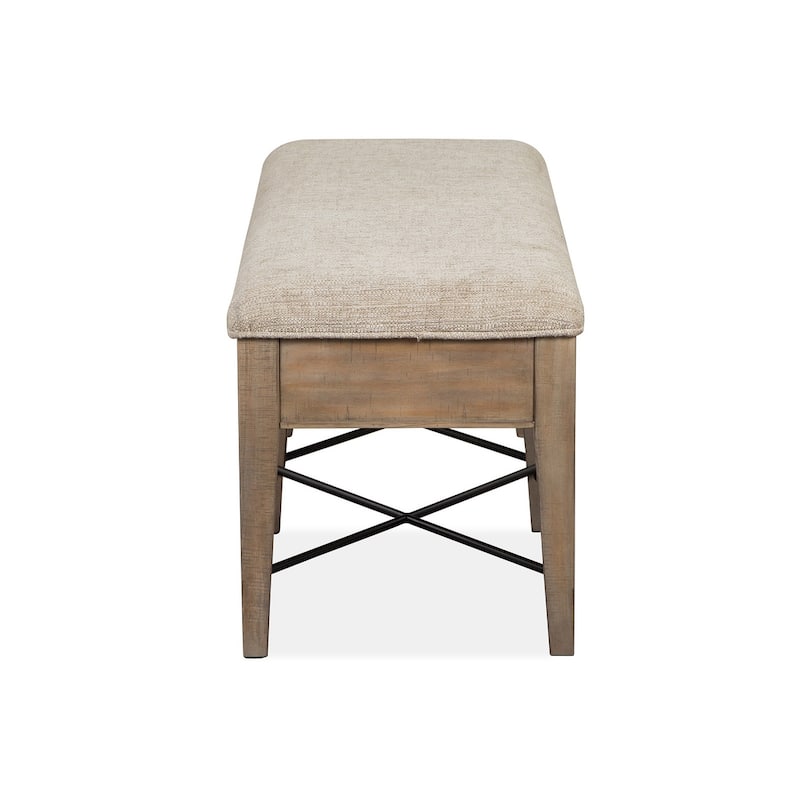 Magnussen Home Paxton Place Dovetail Grey Upholstered Bench - 58''W x 17''D x 19''H