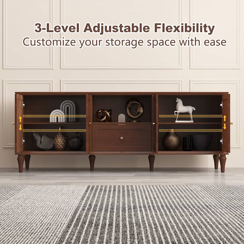 67" Mid-Century TV Stand for TVs up to 75", Brown