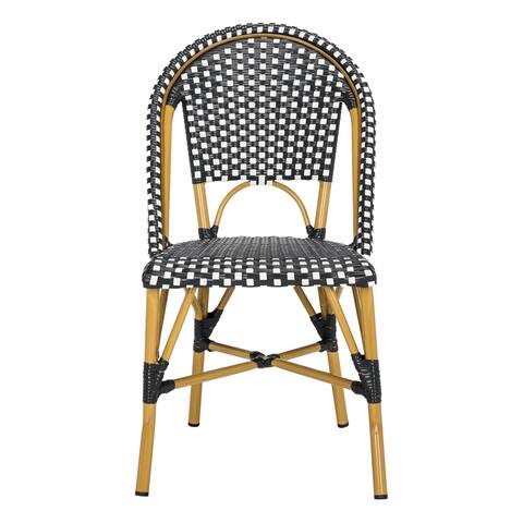 SAFAVIEH Salcha Indoor-Outdoor French Bistro Black/ White Stacking Side Chair (Set of 2)