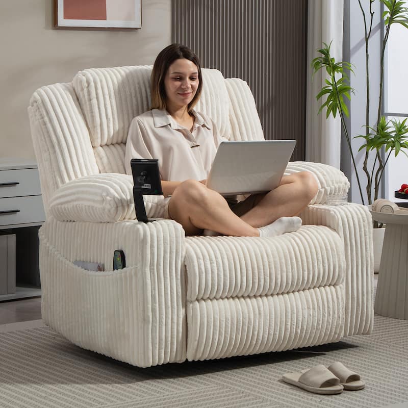 Oversized 270° Swivel Rocker Recliner Chair with Adjustable Headrest & Infinite Position