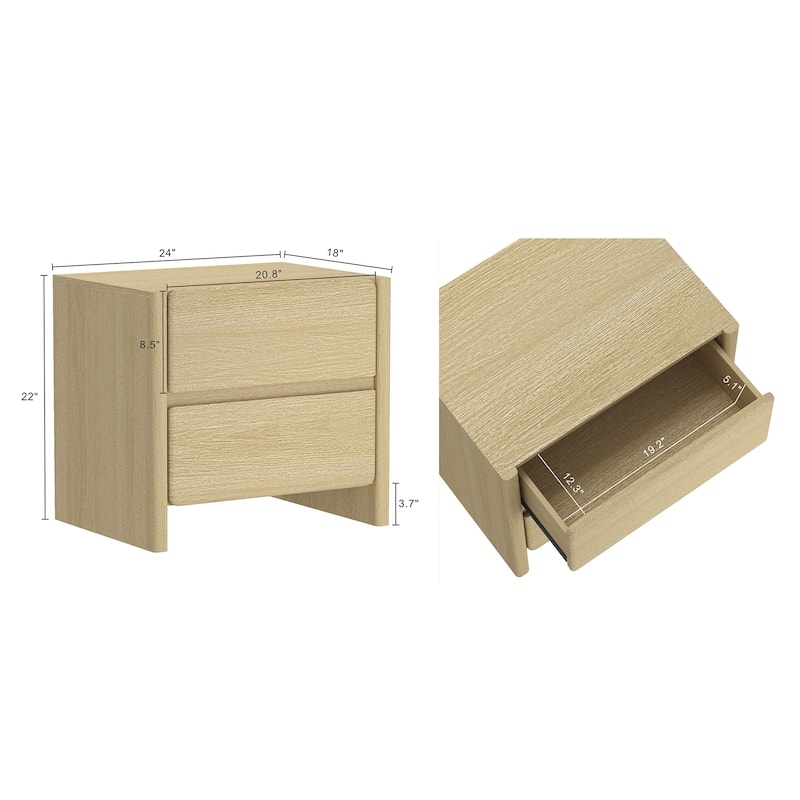 Manhattan Comfort Linda Modern 2 Drawer Nightstand Set of 2