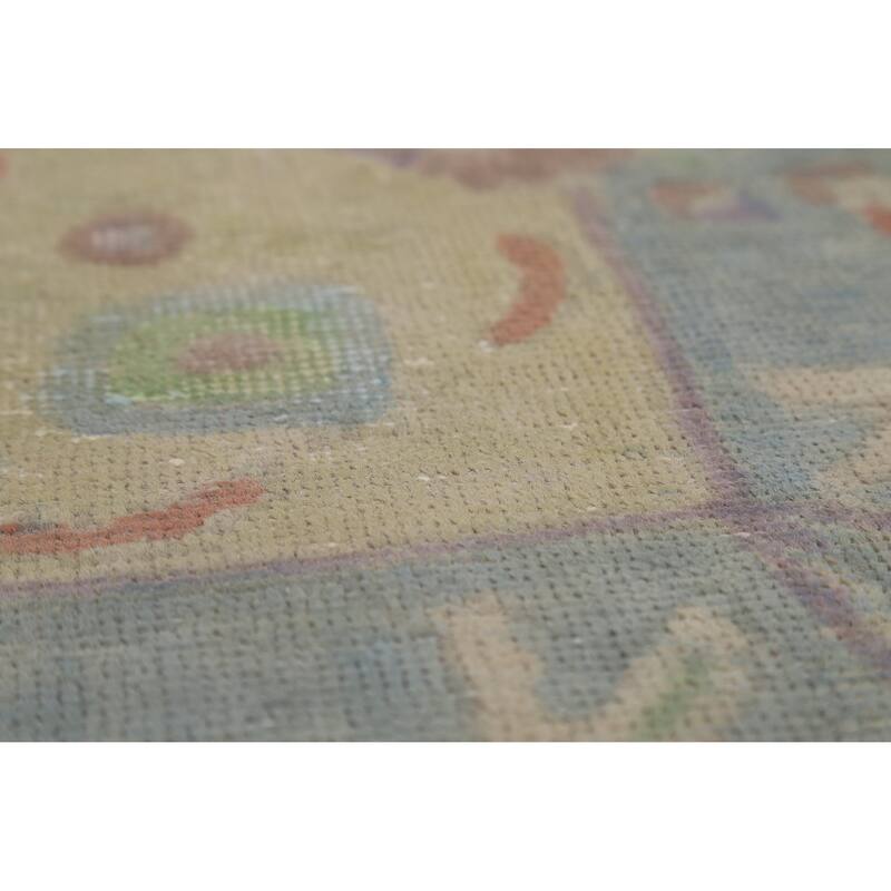 Blue Tabriz Persian Vintage Rug Hand-Knotted Wool Carpet - 9'9" x 13'1"