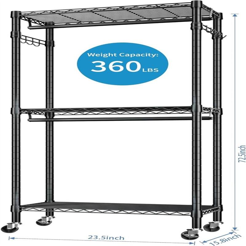 Heavy Duty Clothes Rack Rolling Garment Rack - 15.75"D x 23.62"W x 72.44"H