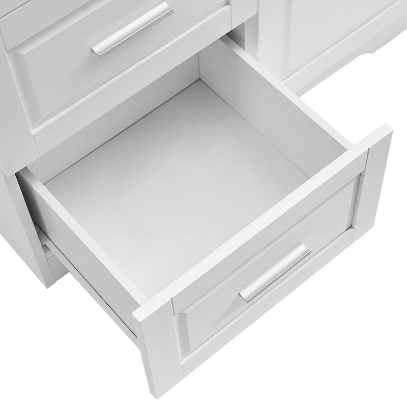 Tall and Wide Storage Cabinet with Doors,Three Drawers