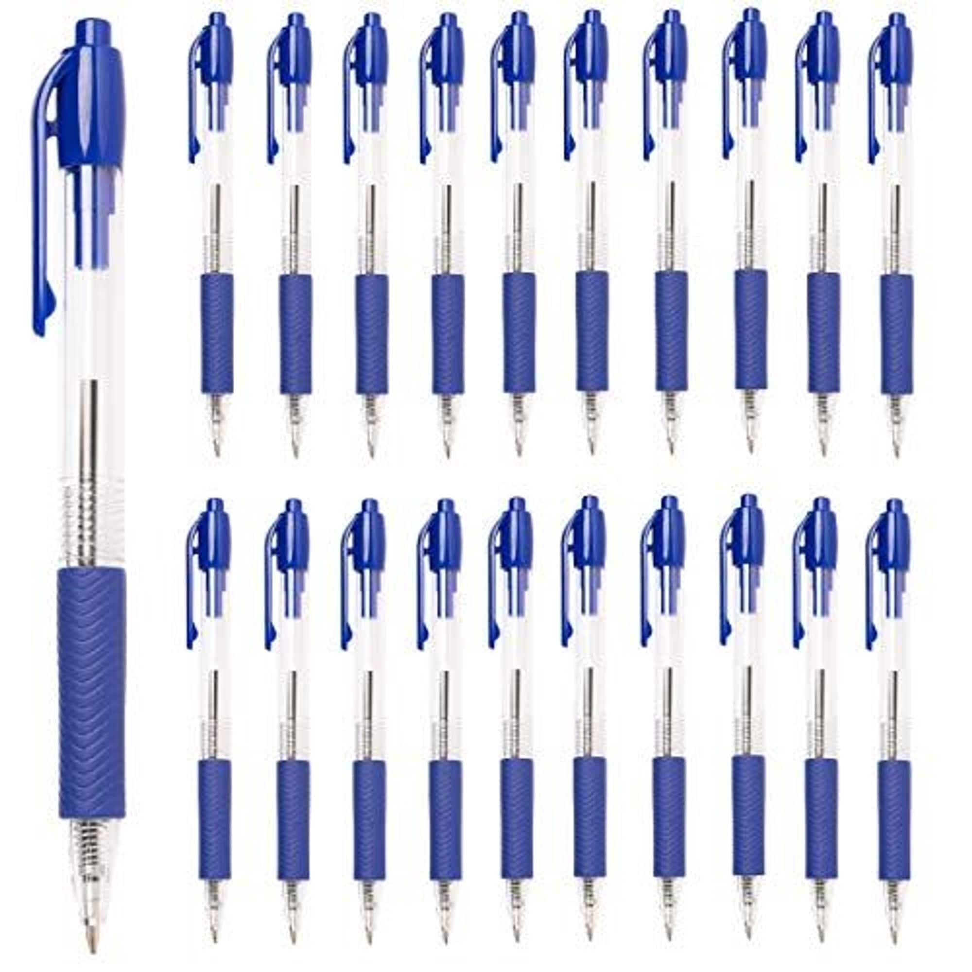 Paper Junkie Ballpoint Pens in Bulk - 20 Pack Retractable Office Pens - Great for Schools, Notebooks, Journals (20pcs, Blue Ink)