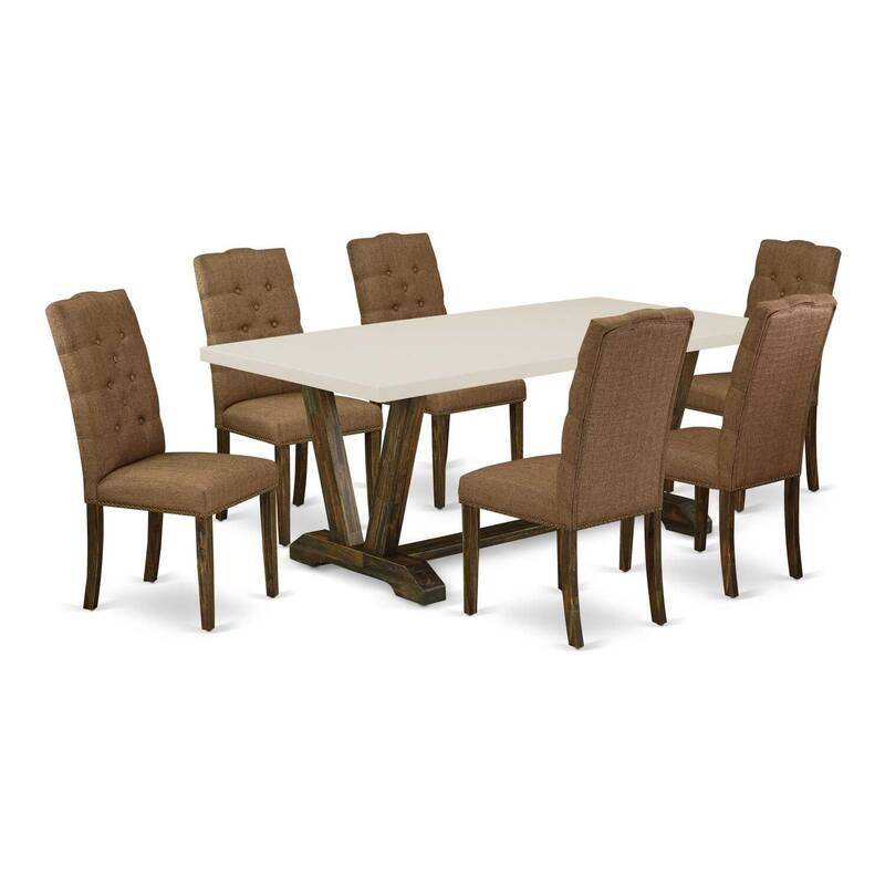 7-Piece Dining Set - Hardwood Table & Parsons Chairs - Elegant Black Finish - 72