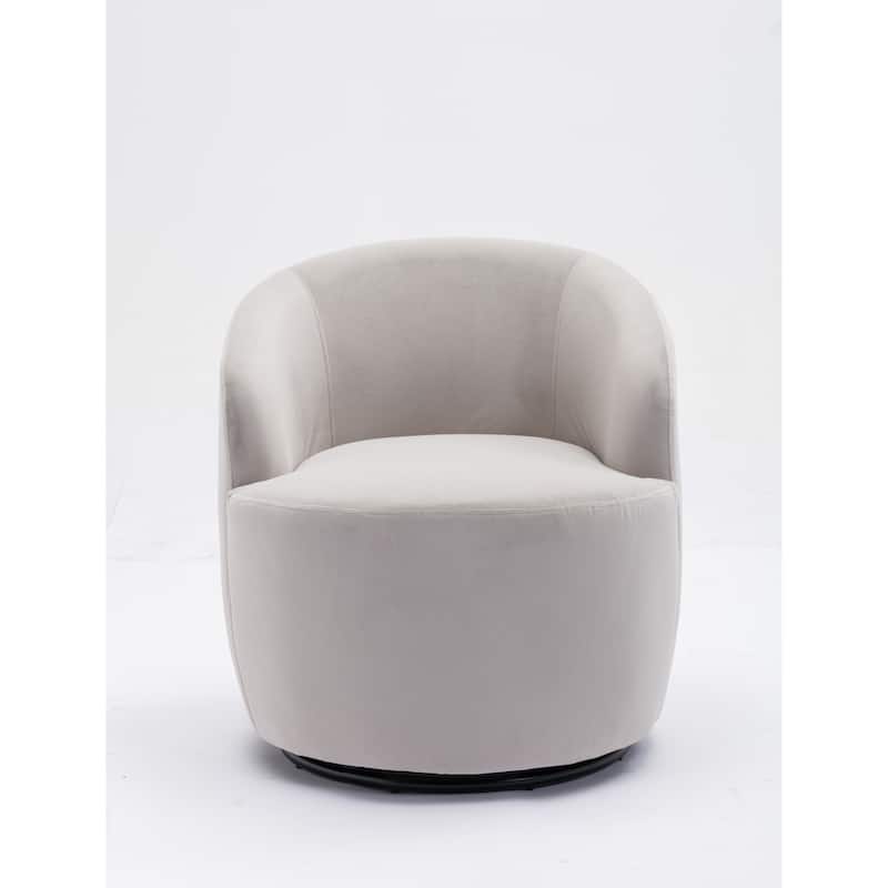 Gray Velvet 25.6" Swivel Barrel Chair with Black Coating