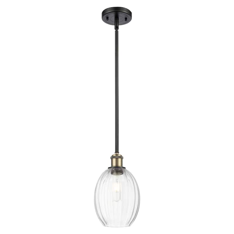 Innovations Lighting Endless Possibilities Ballston - Preston - 1 Light 6" Bulb Shade Stem Hung Mini Pendant - Clear/Black Antique Brass